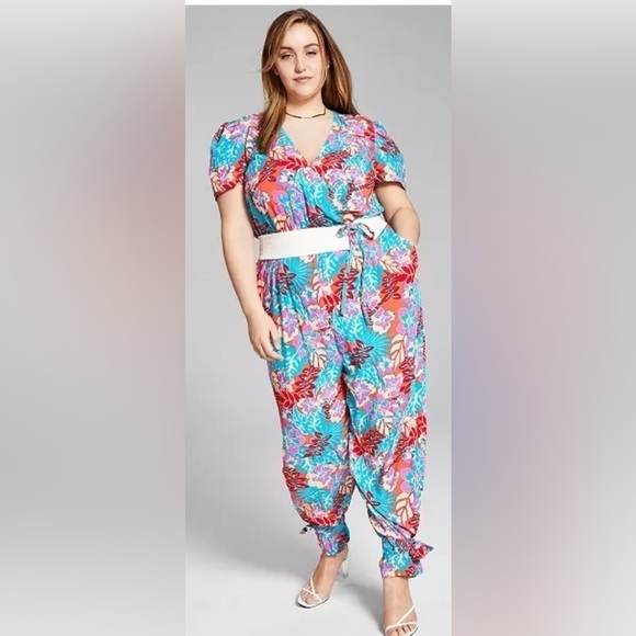 NWT Jeannie Mai X INC Plus Size Printed Jumpsuit size XXL - Picture 1 of 5
